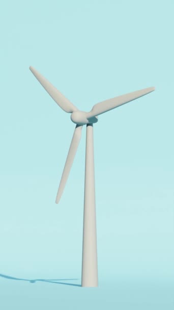 Closeup Windmill Rendered Animation Isolated Blue Background — Stock Video