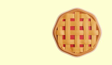 İzole edilmiş şeffaf arkaplanda 3d elmalı turta illüstrasyonu