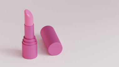 İzole edilmiş beyaz arkaplanda 3D pembe ruj çizimi
