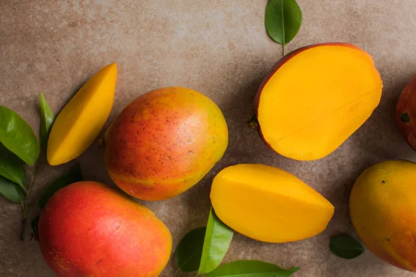 Mango Background Design Concept Top View Fresh Mango Fruit Pattern — Stock Photo, Image