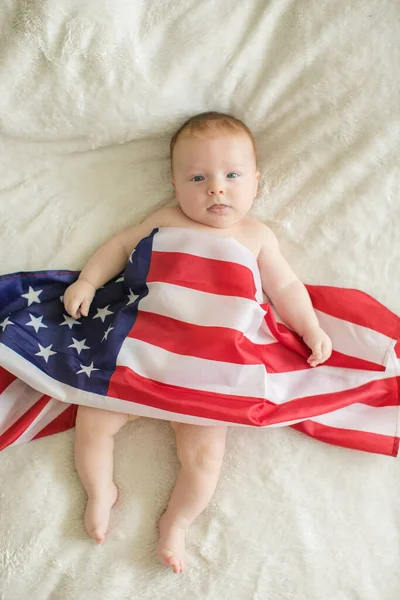 Orgulloso Bebé Americano Celebrando Julio Lindo Retrato Bebé Pequeño — Foto de Stock