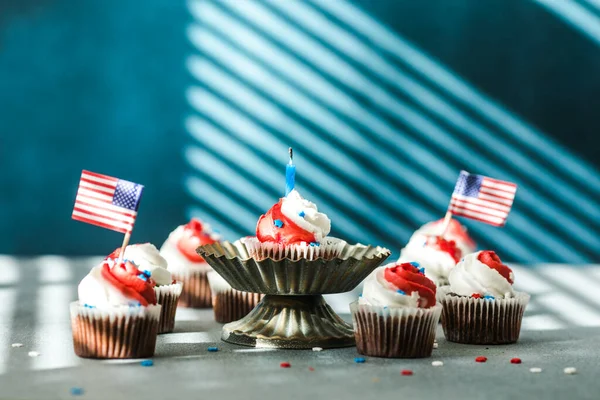 День Незалежності Сша Липня Американська Патріотична Партія Американськими Символами Цукерки — стокове фото