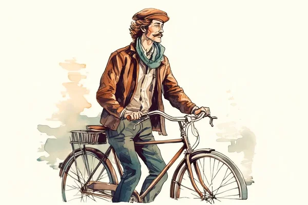 Uomo Bicicletta Godendo Una Giornata Città — Foto Stock