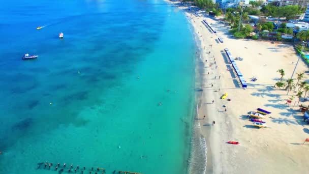 カリブ海のパラダイスビーチの空中ビュー — ストック動画