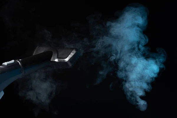 Dampfreinigungskonzept Dampf Auf Schwarzem Hintergrund — Stockfoto