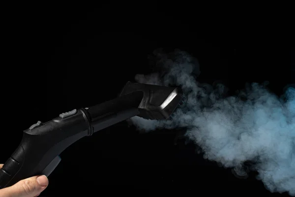 Sauberes Dampfwaschkonzept Auf Schwarzem Hintergrund — Stockfoto