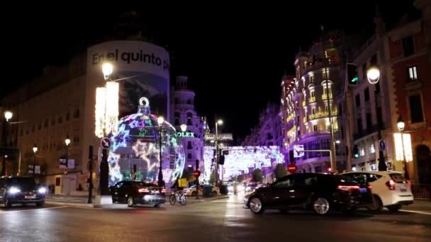 Мадрид Испания Ноября 2022 Года Медленное Видео Ночной Улицы Видео — стоковое видео