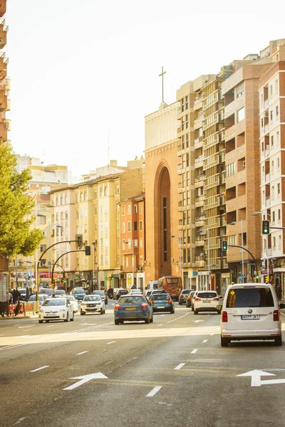 Zaragoza España Octubre 2022 Ciudad Autumnal Calle Residencial Casas Apartamentos — Foto de Stock