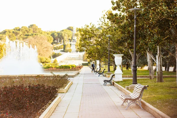 Zaragoza Spain Beautiful City Park Fountains Paths Benches Peaceful Place —  Fotos de Stock