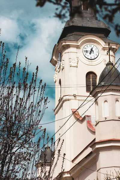 Uzhgorod Ukraine April 2022 Historical Chapel Blue Sky Clock Face — Stock Photo, Image