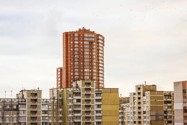 Kijów Ukraina Styczeń 2023 Gęsty Zabudowa Wieżowiec Mieszkalny Budowla Mieszkalny — Zdjęcie stockowe