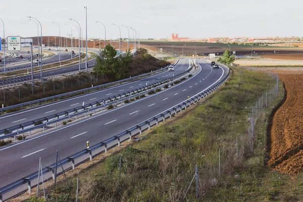 Madrid Spanje April 2023 Verharde Weg Snelweg Gaat Een Bocht — Stockfoto