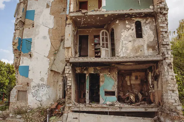 Borodyanka Ukraine Septembre 2023 Bâtiments Résidentiels Détruits Par Guerre Militaire — Photo