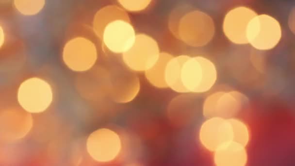 圣诞节背景的模糊圆圈 昏暗的抽象节日温暖的黄灯闪烁着光芒 新年装饰 发光Led花环 — 图库视频影像