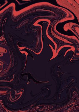 Soyut siyah ve kırmızı mermer desen arkaplanı. Sıvı fraktal resim boyası. Yaratıcı tasarım için arka plan. Dikey boya işi. Derin karanlığa.