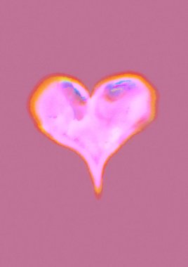 Soluk kırmızı arka planda eriyen pembe kalpli sanat eserleri. Aşk kavramı. Kendini sev, seni seviyorum. Sevgililer Günü kartpostalı. Romantik sembol. 