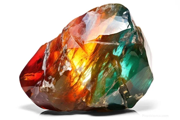 Renkli mücevher ya da değerli taş, gölgeli, şeffaf arkaplanda izole edilmiş.