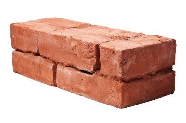 Kırmızı tuğlalar, tuğla duvar, beyaz arka planda izole duvarlar. İnşaat için kullanılan katı kil tuğlalar.