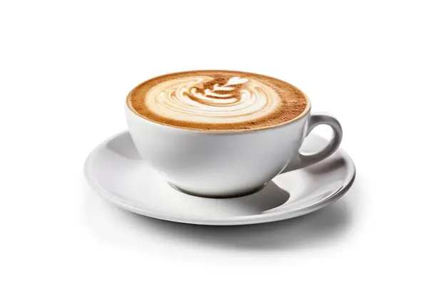 Bir bardak cappuccino, şeffaf arkaplanda izole edilmiş, png dosyası