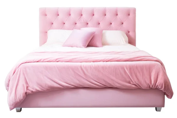 透明な背景 Pngファイルで隔離されたピンクの革ベッド ロイヤリティフリーのストック画像