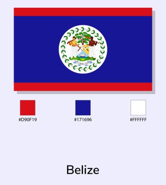 Belize bayrağının vektör illüstrasyonu açık mavi arkaplanda izole edildi. Renk kodlu Belize bayrağı. Orijinaline olabildiğince yakın. Kullanıma hazır, düzenlemesi kolay. vektör eps10.