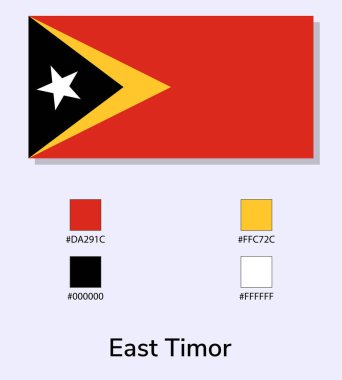 Doğu Timor bayrağının vektör çizimi açık mavi arkaplanda izole edildi. Renk kodlu Ulusal Doğu Timor bayrağı. Orijinaline olabildiğince yakın. vektör eps10.