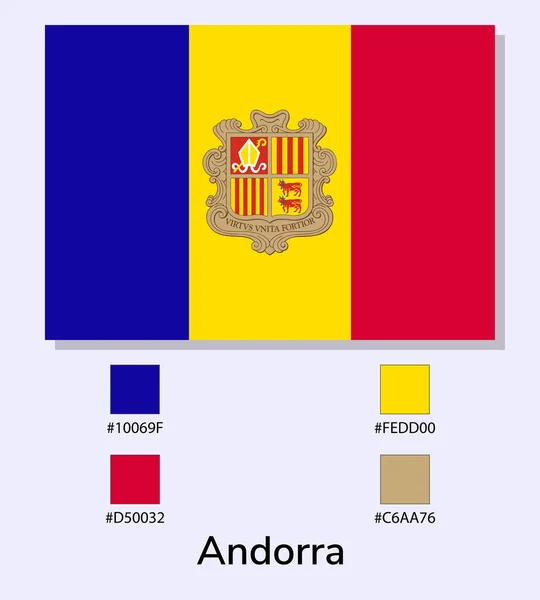 Vektorová Ilustrace Andorrské Vlajky Izolované Světle Modrém Pozadí Ilustrace Národní — Stockový vektor