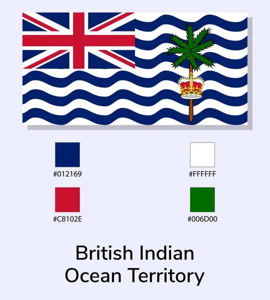 stock vector Vector Illustration of British Indian Ocean Territory flag isolated on light blue background. Illustration British Indian Ocean Territory flag with Color Codes. As close as possible to the original.