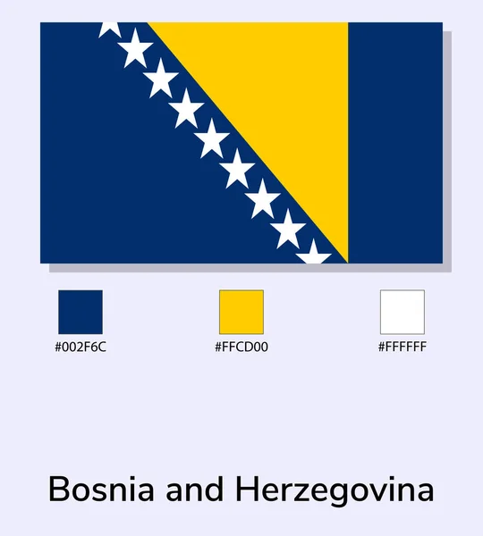 在浅蓝色背景下孤立的波斯尼亚和黑塞哥维那旗帜的矢量图解 用彩色代码说明波斯尼亚和黑塞哥维那国旗 尽可能接近原版 — 图库矢量图片