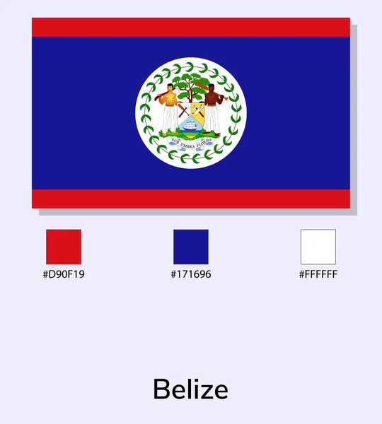 Vektor Illustration Belize Flagga Isolerad Ljusblå Bakgrund Belize Flagga Med — Stock vektor