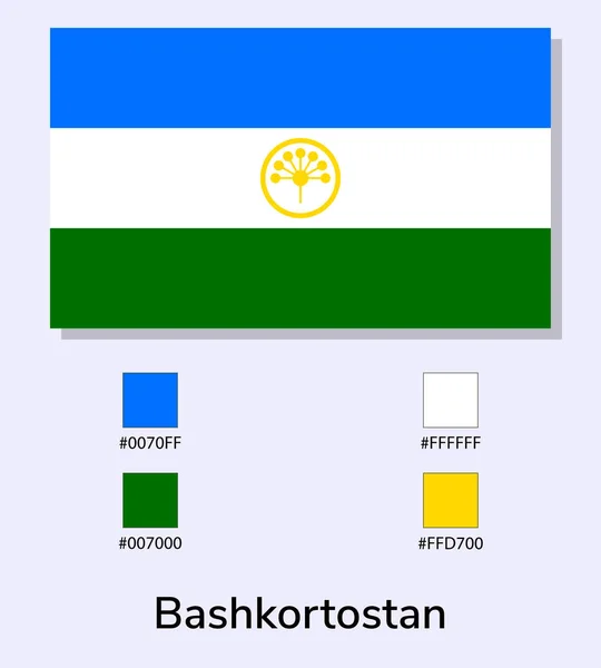 巴什科尔托斯坦旗的矢量图解 在浅蓝色背景下孤立 图例Bashkortostan带有颜色代码的国旗 尽可能接近原版 准备好使用 容易编辑 — 图库矢量图片