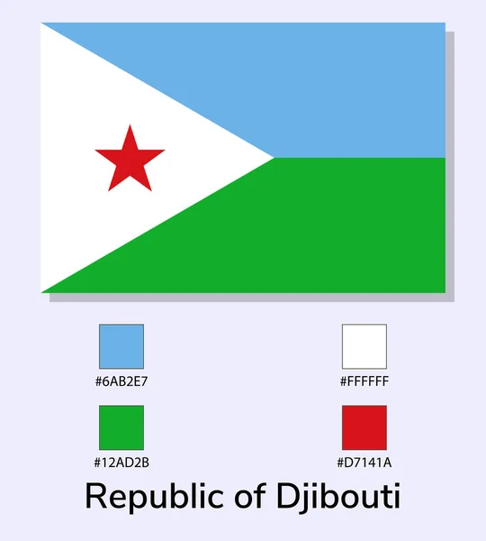 Ilustração Vetorial Bandeira República Djibuti Isolada Sobre Fundo Azul Claro —  Vetores de Stock