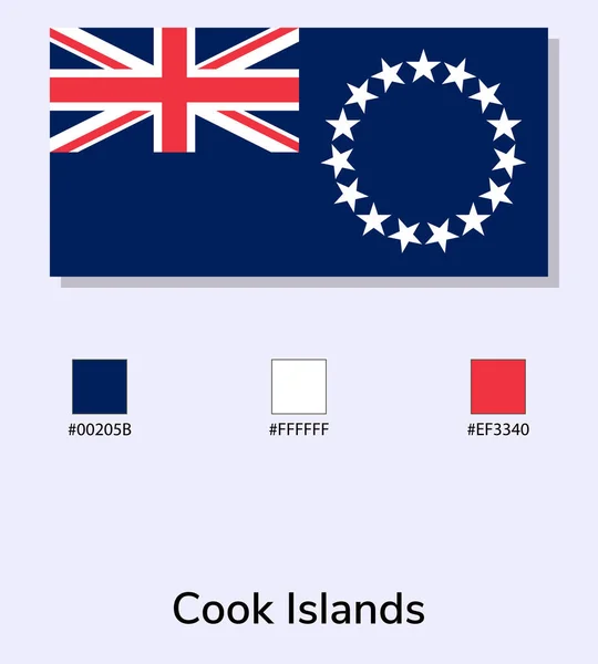 在浅蓝色背景下孤立的库克群岛旗帜的矢量图解 用彩色代码标注库克群岛国旗 尽可能接近原版 准备好使用 容易编辑 — 图库矢量图片
