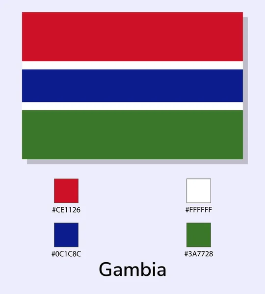 在浅蓝色背景下孤立的冈比亚国旗的矢量图解 用彩色代码演示冈比亚国旗 尽可能接近原版 准备好使用 容易编辑 — 图库矢量图片