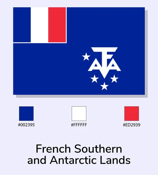 Ilustração Vetorial Bandeira Francesa Das Terras Sul Antártida Isolada Sobre — Vetor de Stock