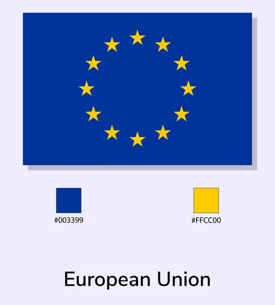 薄い青の背景に隔離された欧州連合の旗のベクトルイラスト イラストカラーコード付き欧州連合旗 元にできるだけ近い ベクトルEps10 — ストックベクタ