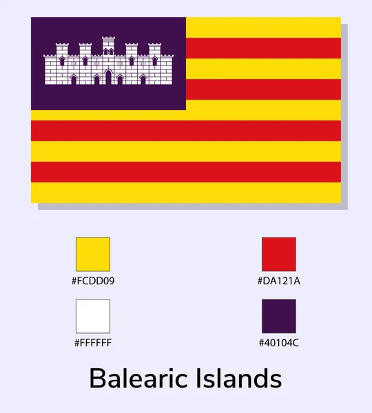 Vector Illustration Balearic Islands Flag Isolated Light Blue Background Illustration — Stock Vector