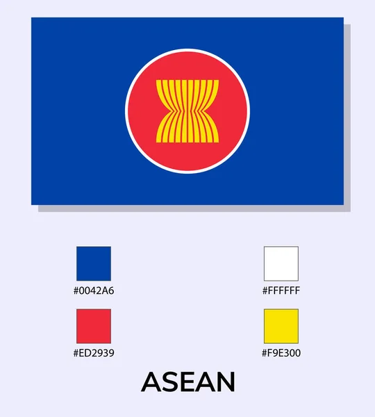 在浅蓝色背景下孤立的东盟旗帜的矢量图解 用彩色代码说明东盟旗帜 尽可能接近原版 东南亚国家联盟 — 图库矢量图片
