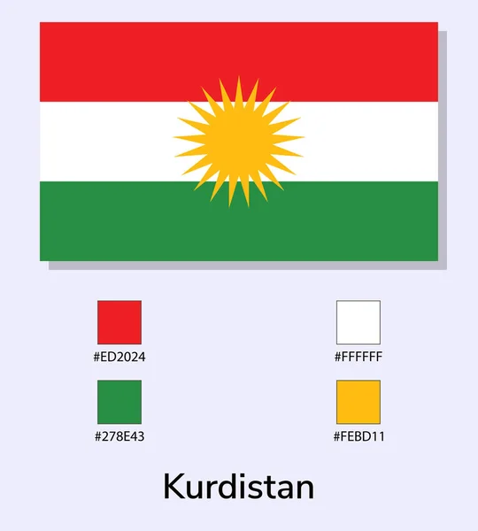Vector Ilustración Bandera Del Kurdistán Aislada Sobre Fondo Azul Claro — Vector de stock