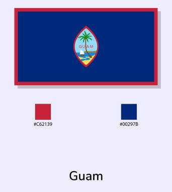 Açık mavi arkaplanda Guam bayrağının vektör çizimi izole edildi. Renk Kodlu Resimli Guam bayrağı. Orijinaline olabildiğince yakın. Kullanıma hazır, düzenlemesi kolay.