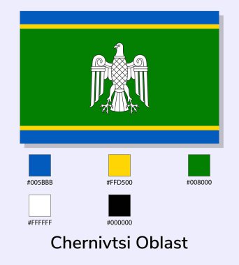 Chernivtsi Oblastı 'nın Vektör İllüstrasyonu açık mavi arka planda izole edildi. Resim: Chernivtsi Oblastı Renk Kodları. Orijinaline olabildiğince yakın. vektör eps10.