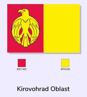 Kirovohrad Oblastı 'nın Vektör İllüstrasyonu açık mavi arka planda izole edildi. Resim Kirovohrad Oblastı Renk Kodlarıyla. Orijinaline olabildiğince yakın. vektör eps10.