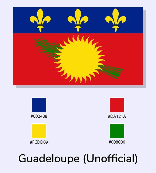 Векторная Иллюстрация Флага Гваделупы Изолирована Голубом Фоне Флаг Гваделупы Цветовыми — стоковый вектор