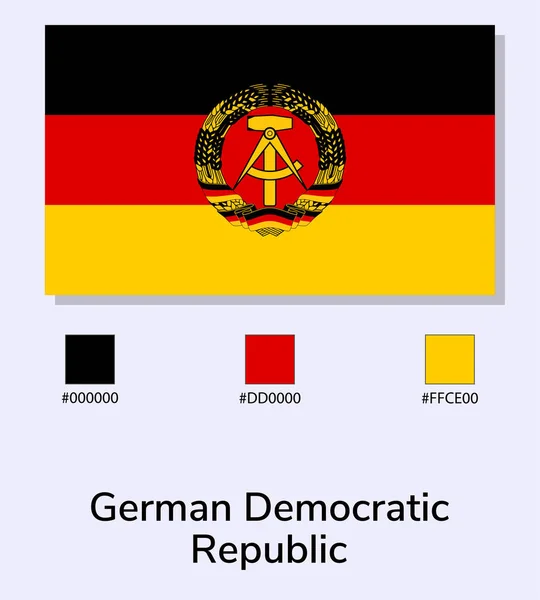 ドイツ民主共和国の旗のベクトルイラストは水色の背景に隔離されている イラストドイツ民主共和国はカラーコードでフラグします 東ドイツの旗 ベクトルEps10 — ストックベクタ