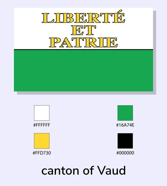 Illustrazione Vettoriale Della Bandiera Del Cantone Vaud Isolata Sfondo Azzurro — Vettoriale Stock