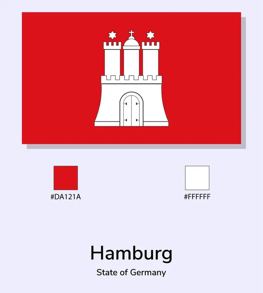 Vector Illustration Der Flagge Von Hamburg Deutschland Isoliert Auf Hellblauem — Stockvektor