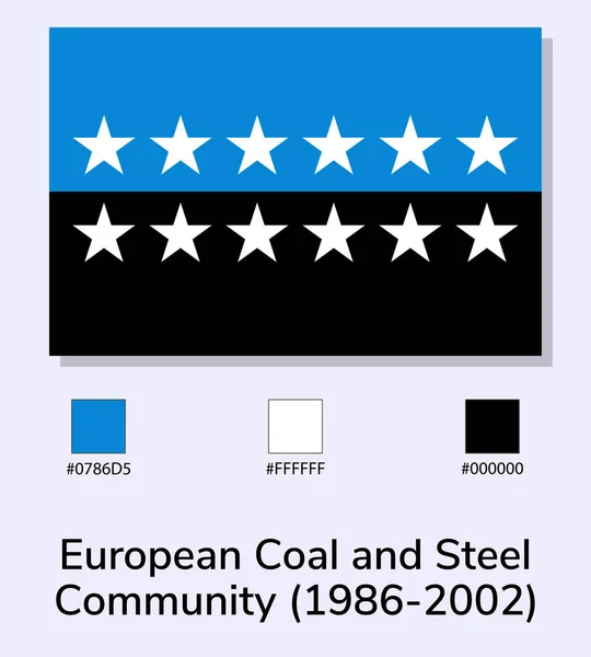 Ilustracja Wektorowa Flagi Europejskiej Wspólnoty Węgla Stali 1986 2002 Izolowanej — Wektor stockowy