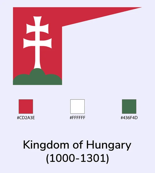 Ilustração Vetorial Reino Hungria 1000 1301 Bandeira Isolada Sobre Fundo — Vetor de Stock