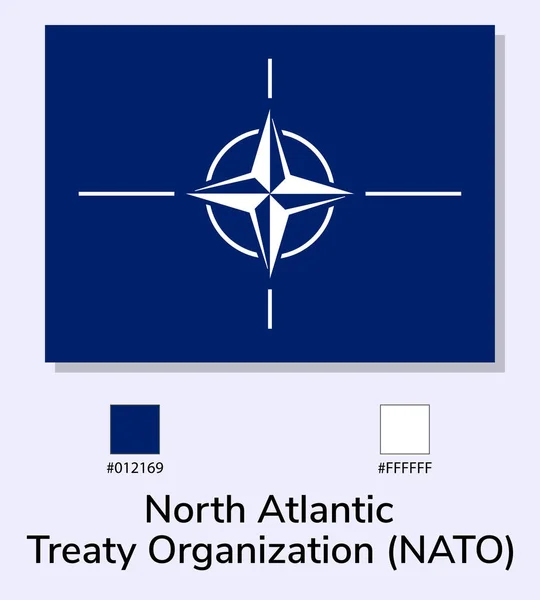 Wektor Ilustracja Flagi Organizacji Traktatu Północnoatlantyckiego Jasnoniebieskim Tle Ilustracja Flaga — Wektor stockowy