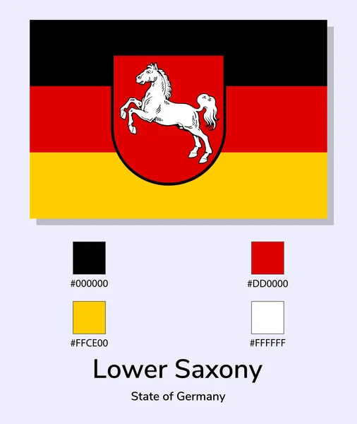 Illustration Vectorielle Drapeau État Basse Saxe Allemagne Isolé Sur Fond — Image vectorielle